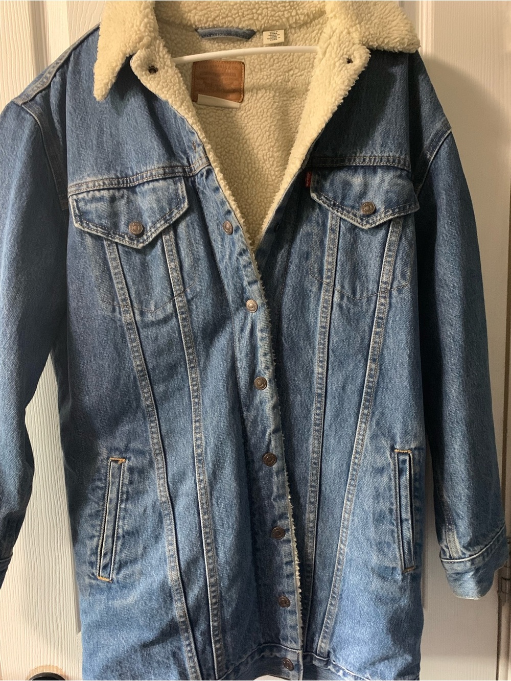 Levi's Blue Denim Jacket with Cream Sherpa Collar